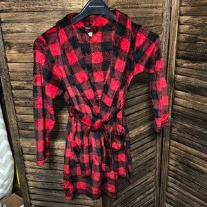 Kids Buffalo plaid robe M